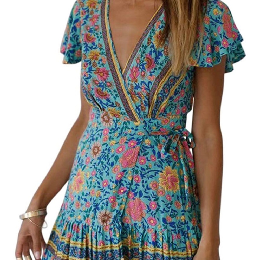Zessica Bohemian Wrap Dress- SZ M